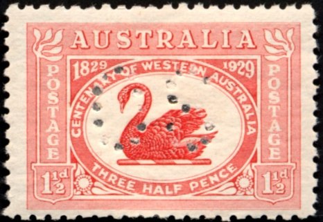 Australia-1929-Centenary-of-Western-Australia-1-5-pence-dull-scarlet-P11-Bird_1