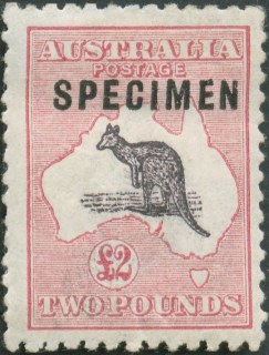 Australia-1930-Kangaroo-Map-2-pound-black-and-rose-II-Third-Single-Crown-over-A-P12-Animal