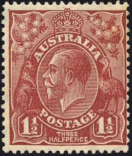 Australia-1930-King-George-V-1-5-pence-red-brown-Small-Multiple-P13-5x12-5-Royalty