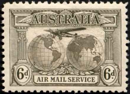 Australia-1931-Air-Mail-6-pence-brown-P11-Aircraft