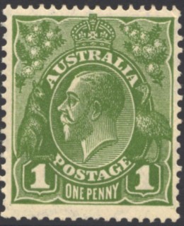 Australia-1931-King-George-V-1-pence-green-I-C-of-A-P13-5X12-5-Royalty