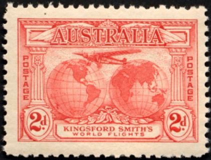 Australia-1931-Kingsford-Smiths-Flights-2-pence-rose-red-P11-Aircraft