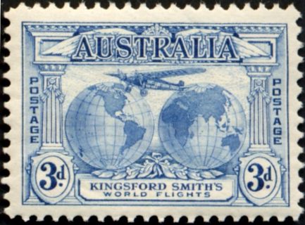 Australia-1931-Kingsford-Smiths-Flights-3-pence-blue-P11-Aircraft