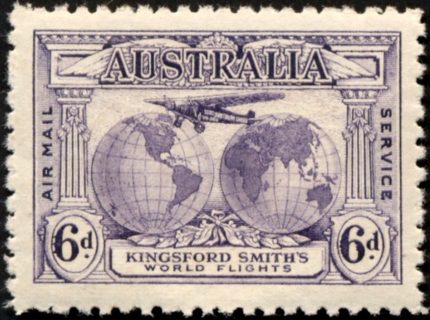 Australia-1931-Kingsford-Smiths-Flights-6-pence-violet-P12-Aircraft