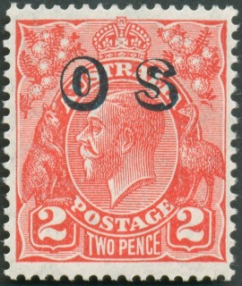 Australia-1932-King-George-V-2-pence-golden-scarlet-III-C-of-A-P13-5x12-5-Royalty