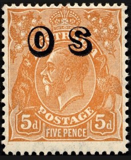 Australia-1932-King-George-V-5-pence-orange-brown-C-of-A-P13-5x12-5-Royalty