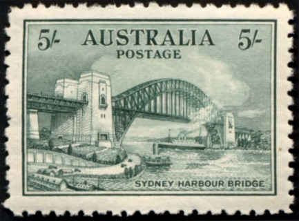 Australia-1932-Sydney-Harbour-Bridge-5-shilling-blue-green-Recess-P11-Bridge