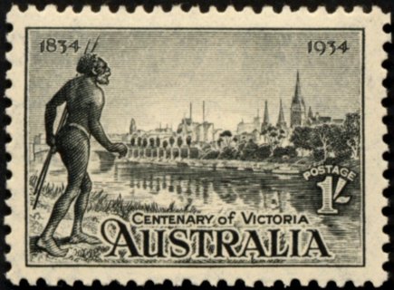 Australia-1934-Melbourne-and-Yarra-River-1-shilling-black-C-of-A-P10-5-Landscape