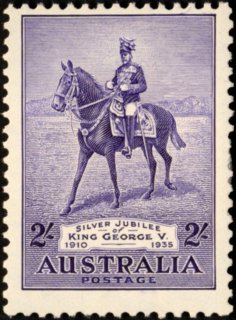 Australia-1935-King-George-V-on-Anzac-2-shilling-bright-violet-chalk-surface-C-of-A-sideways-P11-5-King