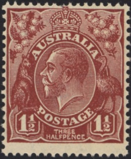 Australia-1936-King-George-V-1-5-pence-red-brown-C-of-A-P13-5X12-5-Royalty