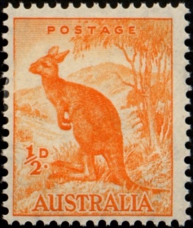 Australia-1938-Wallaroo-0-5-pence-orange-C-of-A-P13-5x14-Landscape