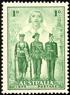 Australia-1940-Australian-Imperial-Forces-1-pence-green-C-of-A-P14x13-5-Army