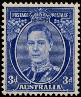 Australia-1940-King-George-VI-3-pence-bright-blue-III-C-of-A-P15x14-King-George-VI