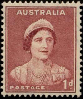 Australia-1941-Queen-Elizabeth-1-pence-maroon-C-of-A-P15x14-Queen-Elizabeth