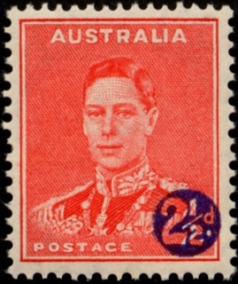 Australia-1941-Surcharges-2-5-on-2-pence-scarlet-II-C-of-A-P15x14-King-George-VI