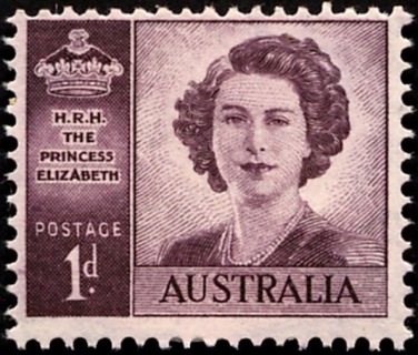 Australia-1947-Marriage-of-Princess-Elizabeth-1-pence-purple-C-of-A-P14x15-Portrait