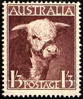 Australia-1948-King-George-VI-definitives-1-25-shilling-brown-purple-C-of-A-P14-5-Animal