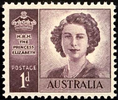 Australia-1948-Marriage-of-Princess-Elizabeth-1-pence-purple-P14x16-Portrait