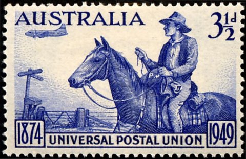 Australia-1949-75th-Anniversary-of-UPU-3-5-pence-ultramarine-P15X14-Stockman