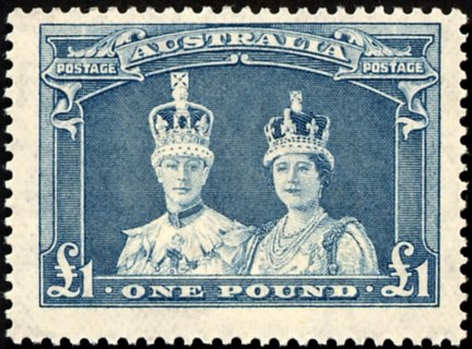 Australia-1949-King-George-VI-Queen-Elizabeth-1-pound-bl-slate-C-of-A-P13-5-King-and-Queen