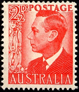 Australia-1950-King-George-VI-2-5-pence-scarlet-C-of-A-P15X14-Royalty