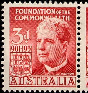 Australia-1951-Golden-Jubilee-of-Commonwealth-of-Australia-3-pence-lake-P15X14-Portrait