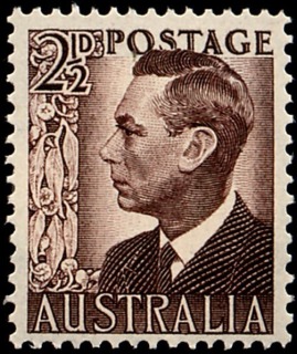 Australia-1951-King-George-VI-2-5-pence-purple-brown-P15X14-Royalty