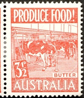 Australia-1953-Food-Production-3-5-pence-scarlet-P14-5-x-14-65-Animals