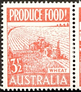 Australia-1953-Food-Production-3-5-pence-scarlet-P14-5-x-14-65-Plants