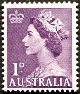 Australia-1953-Queen-Elizabeth-II-1-pence-purple-P14-85-x-14-02-Portrait