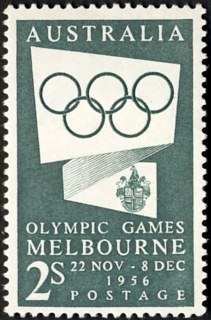 Australia-1954-Olympic-Games-Propaganda-2-shilling-deep-bluish-green-P14-06-x-14-4-Olympic-symbol