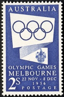 Australia-1954-Olympic-Games-Propaganda-2-shilling-deep-bright-blue-P14-06-x-14-4-Olympic-symbol