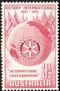 Australia-1955-Rotary-International-50th-Anniversary-3-5-pence-carmine-P14-06-x-14-4-Globe