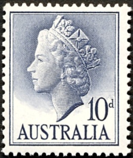 Australia-1957-Queen-Elizabeth-II-10-pence-deep-grey-blue-P15x14-Royalty