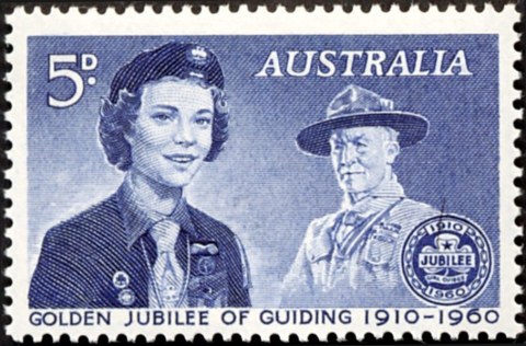 Australia-1960-Golden-Jubilee-of-Girl-Guide-Movement-5-pence-deep-ultramarine-P14-5x14-Girl-Guide