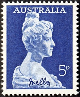 Australia-1961-Centenary-of-Birth-of-Dame-Nellie-Melba-5-pence-blue-P14-5x15-Singing