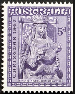 Australia-1962-Christmas-5-pence-violet-P14-50-Madonna-and-Child