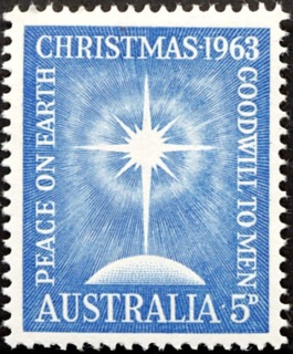 Australia-1963-Christmas-5-pence-greenish-blue-P14-50-Peace-on-Earth