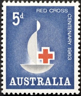 Australia-1963-Red-Cross-Centenary-5-pence-red