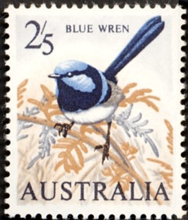 Australia-1964-Blue-Wren-29-pence-deep-royal-blue