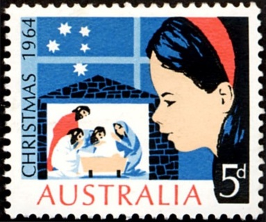 Australia-1964-Christmas-5-pence-red