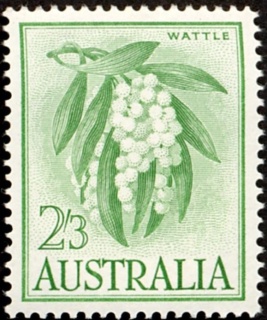 Australia-1964-Wattle-27-pence-yellow-green-P14-50-Flower_1