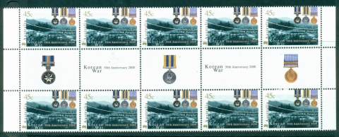 Australia-2000-Korean-War-Gutter-Blk-10-Lot29769