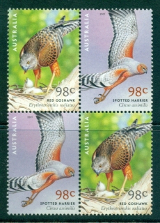 Australia-2001-98c-Birds-of-Prey-Blk-4-MUH-lot34087