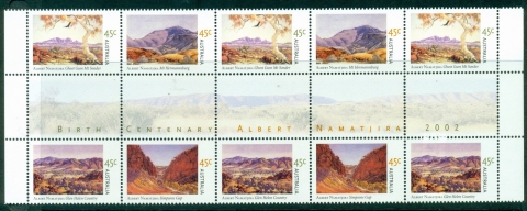 Australia-2002-Albert-Namatjira-Gutter-Blk-10-MUH-Lot29773