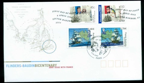 Australia-2002-Flinders-Baudin-Bicentenary-Joint-France-FDC