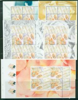 Australia-2002-Weddings-5x-Booklet-Panes-ex-Prestige-Booklet-PB9-MUH-lot34160