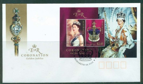 Australia-2003-Coronation-Jubilee-MS-FDC-Lot19359