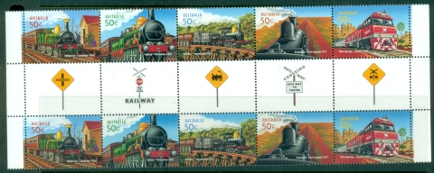 Australia-2004-150th-Anniversary-of-Railways-in-Australia-Gutter-block-MUH