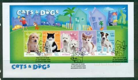 Australia-2004-Cats-Dogs-MS-FDC-Lot19401